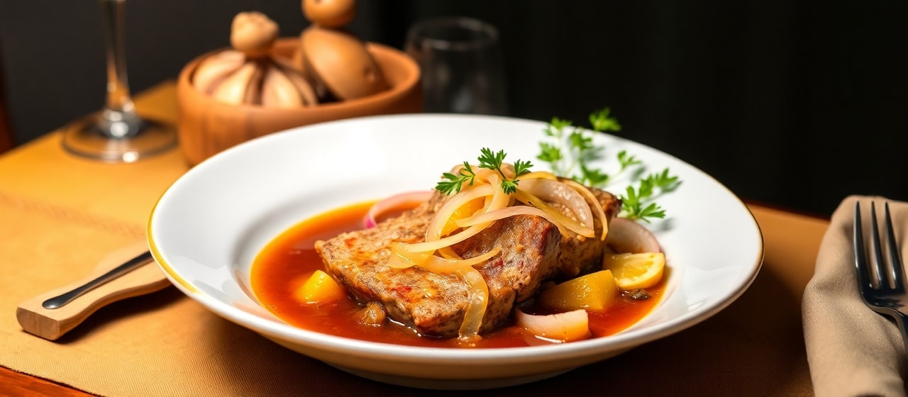 Puerco Glaseado con Yuca al Anís en Olla de Barro