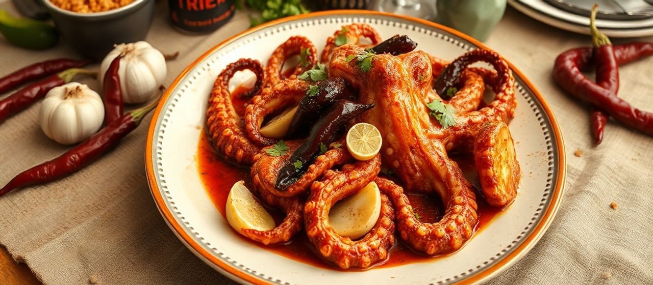 Pulpo a las Brasas con Adobo de Chile Guajillo