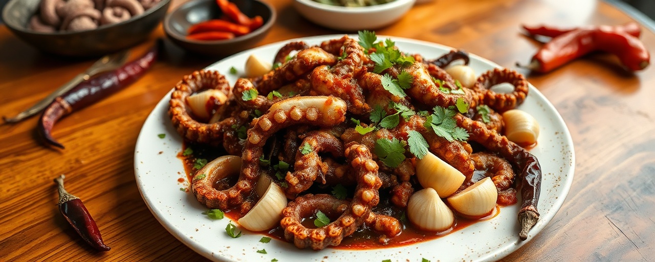 Pulpo a las Brasas con Adobo de Chile Guajillo