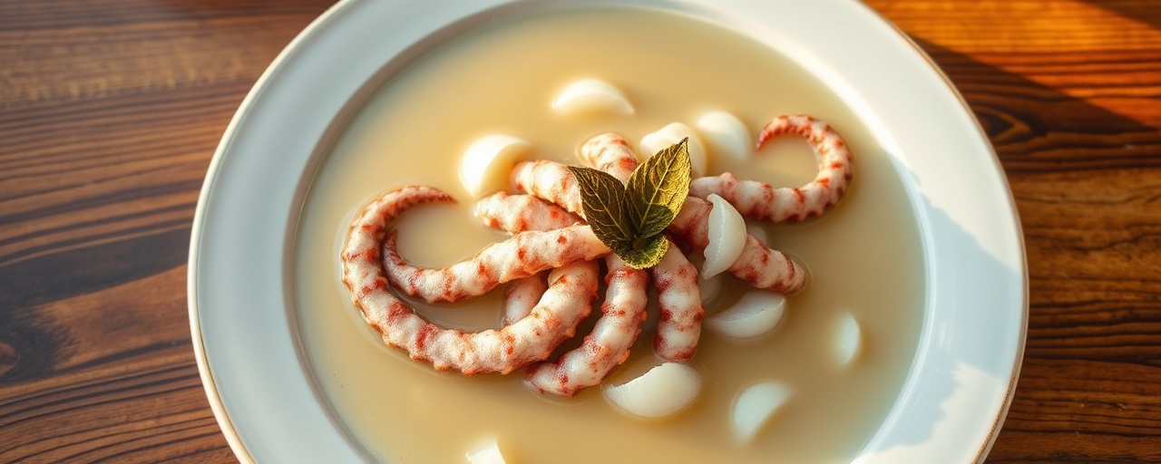 Pulpo Poachado a la Colombiana con Hogao y Yuca