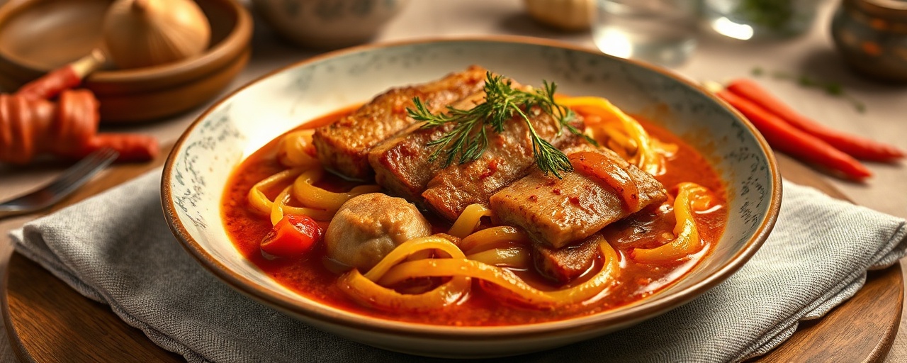 Puszta Pork Belly Pörkölt with Gochujang Kiss