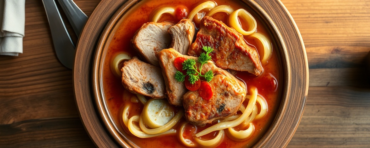 Puszta Pork Belly Pörkölt with Gochujang Kiss