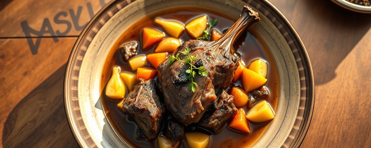 Qora Sarimsoq Qo'y Dimlama (Black Garlic Lamb Stew)