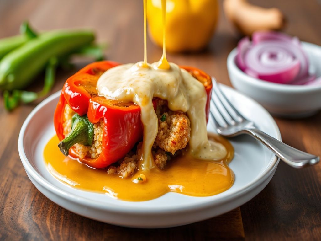 Quinoa Stuffed Bell Peppers with Aji Amarillo Cream