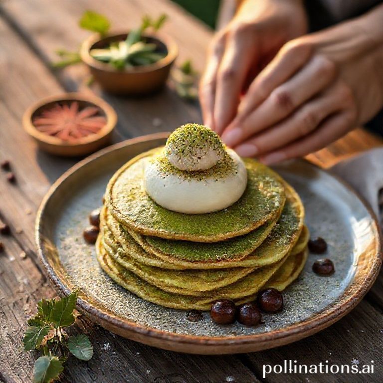 Japanese Matcha Pancakes with Sweet Azuki and Mochi