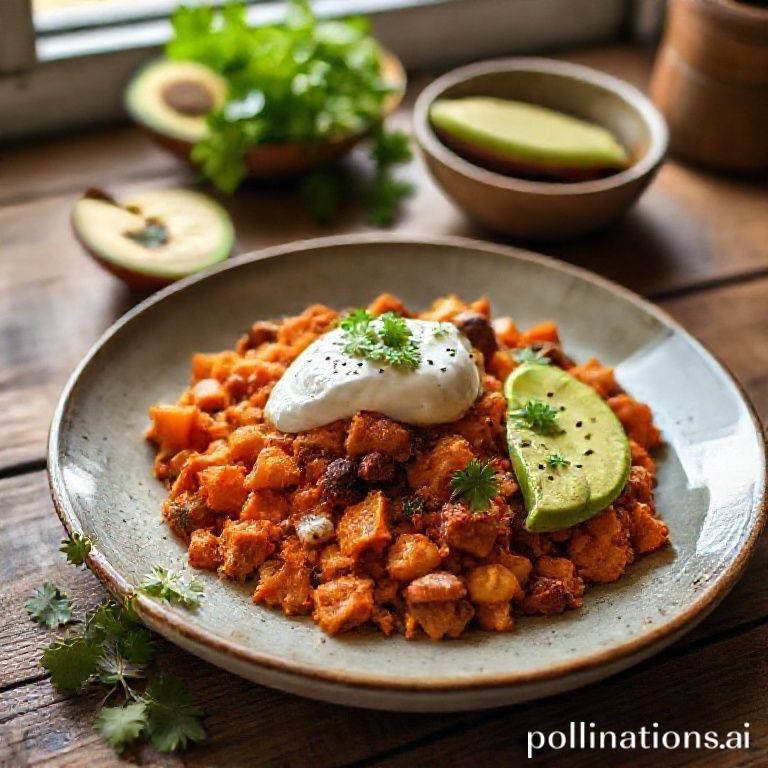 Mexican Breakfast Sweet Potato Hash with Chorizo and Avocado Crema