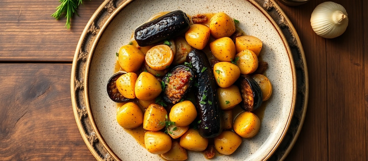 Rheinische Gedämpfte Aubergine und Kartoffeln