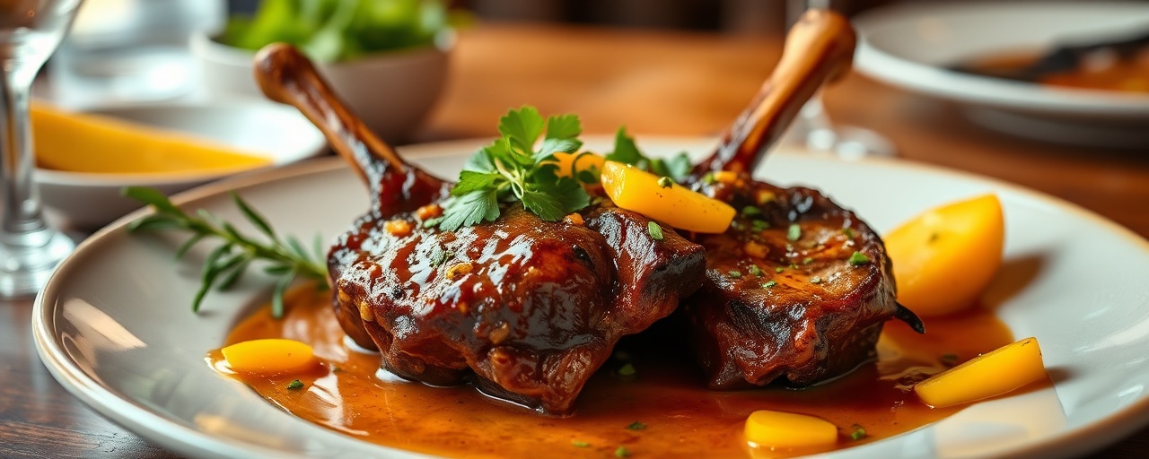 Roasted Caribbean Lamb Shanks with Mango-Scotch Bonnet Glaze