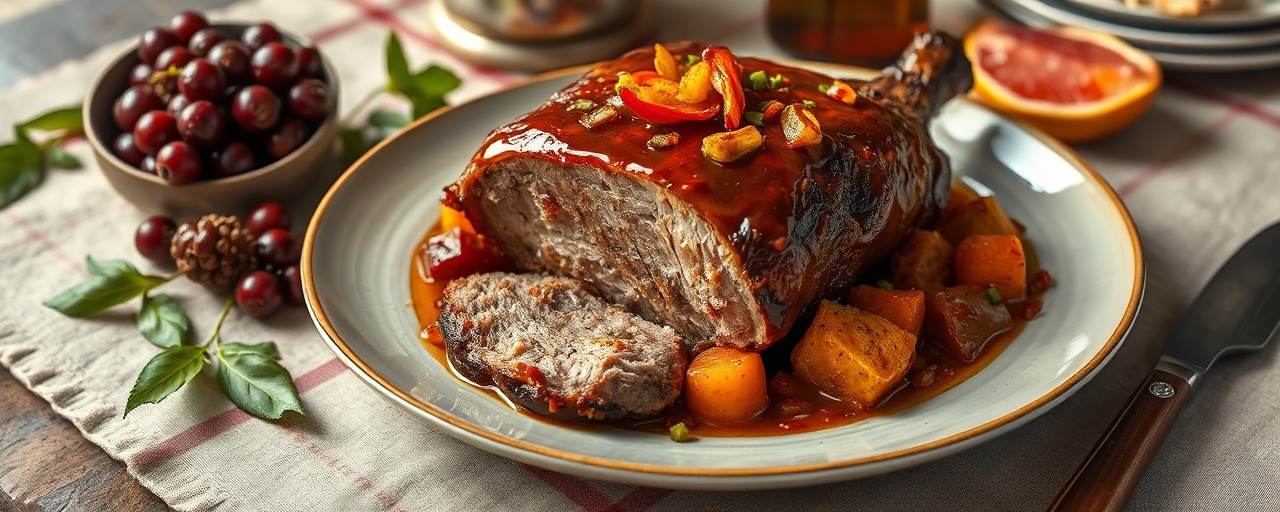 Roasted Caribbean Pork Shoulder with Guava-Star Anise Glaze