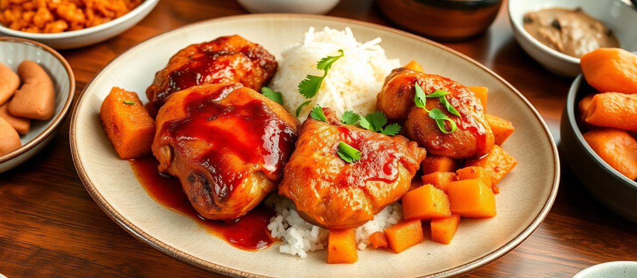 Roasted Gochujang Chicken Thighs with Kimchi and Sweet Potatoes
