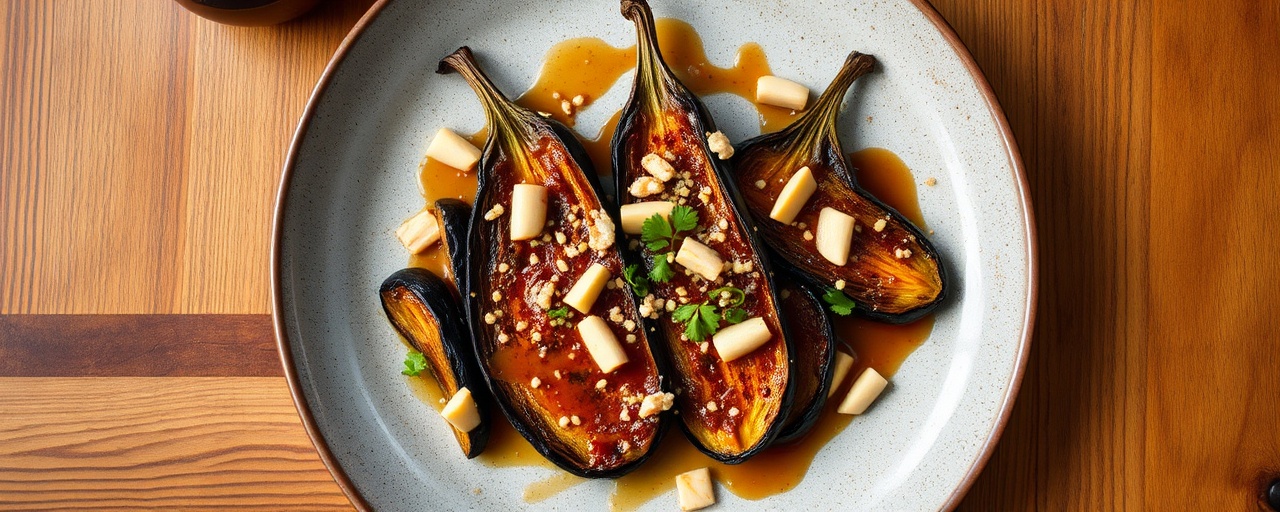 Roasted Japanese Eggplant with Savory Tahini Miso Glaze