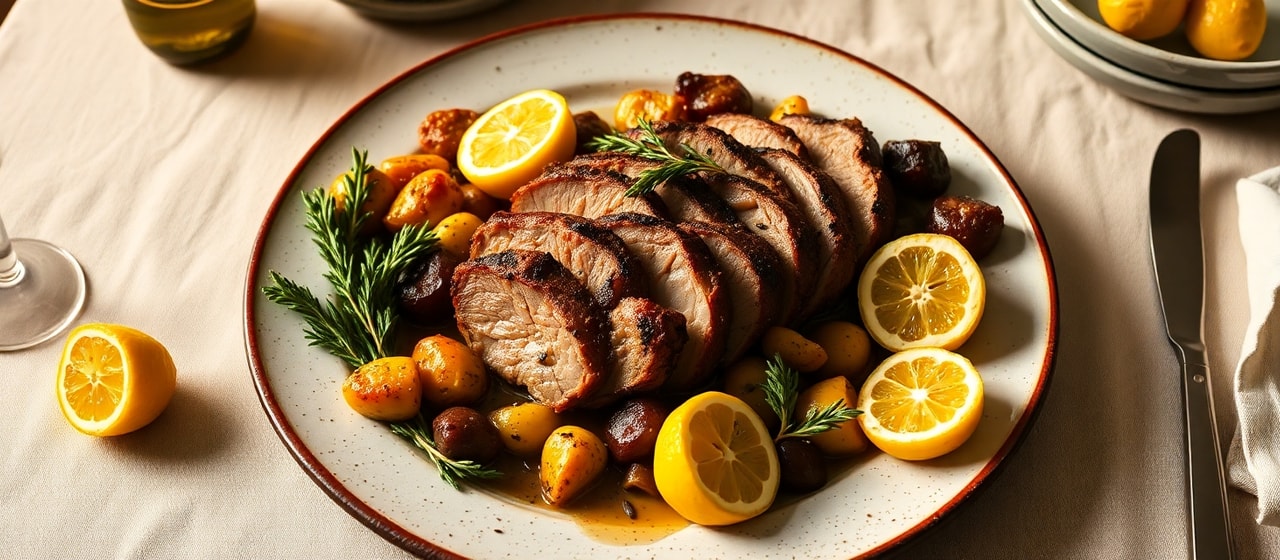 Roasted Polish Pork Tenderloin with Preserved Lemon and Caraway Root Vegetables