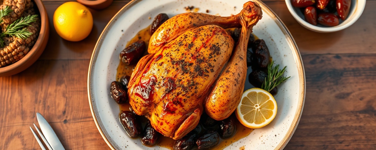 Roasted Spiced Chicken with Black Garlic & Date Glaze