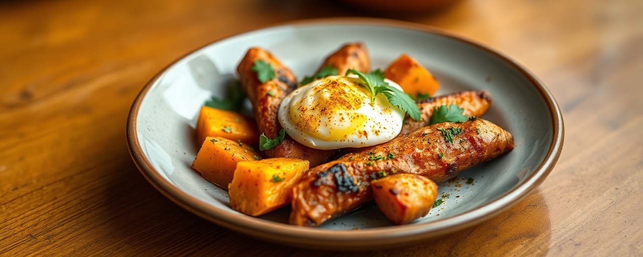 Roasted Sri Lankan Spiced Sweet Potato with Coconut Sambol