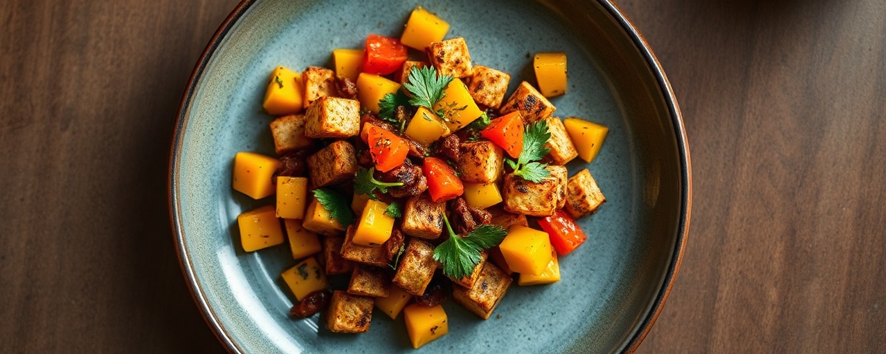 Roasted Tempeh with Fiery Mango Salsa