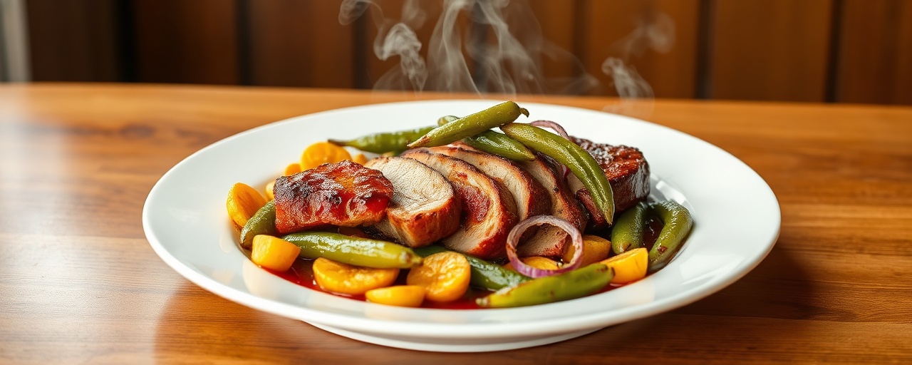 Rocoto-Glazed Pork with Flash-Fried Plantains