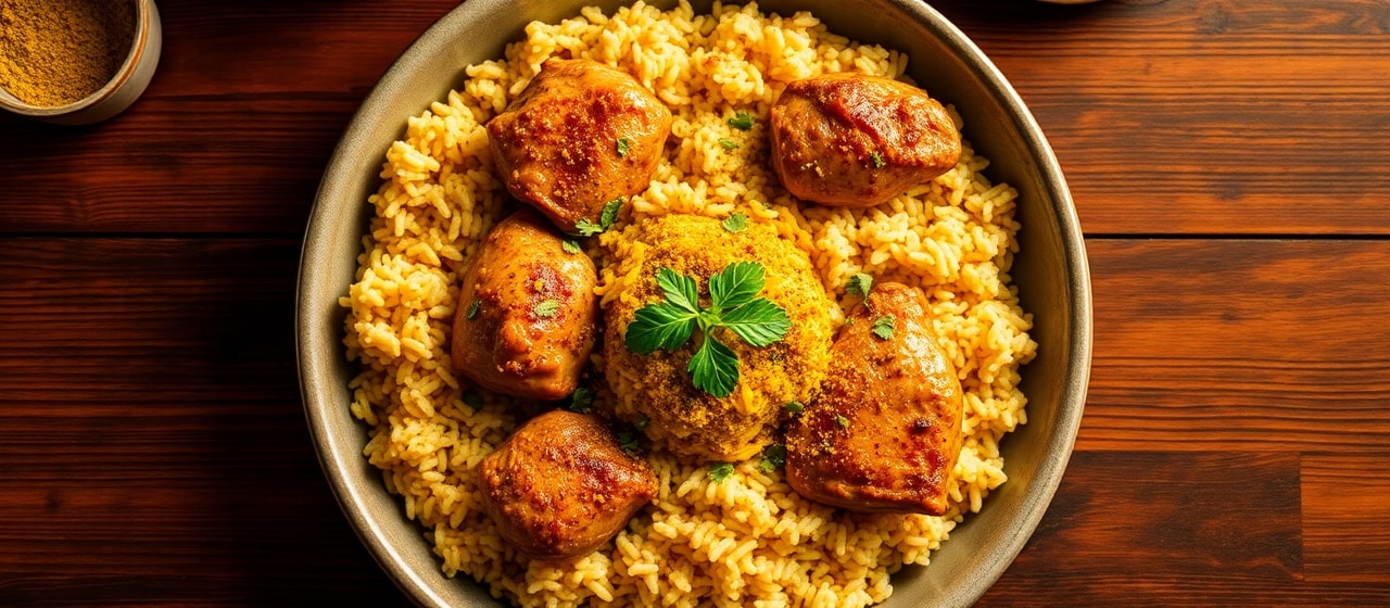 Rozz bil Dajaj wal Laban al-Gawz al-Masri (Egyptian Coconut Chicken and Rice Bake)