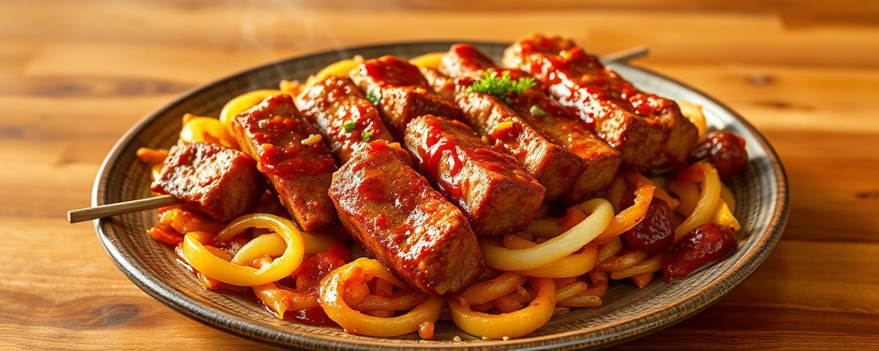 Russian Gochujang-Kvass Glazed Pork Shashlik
