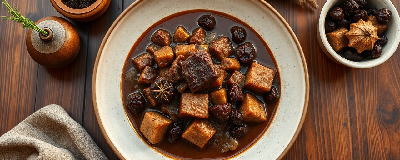 Russian Simmered Beef and Prune Stew with Star Anise