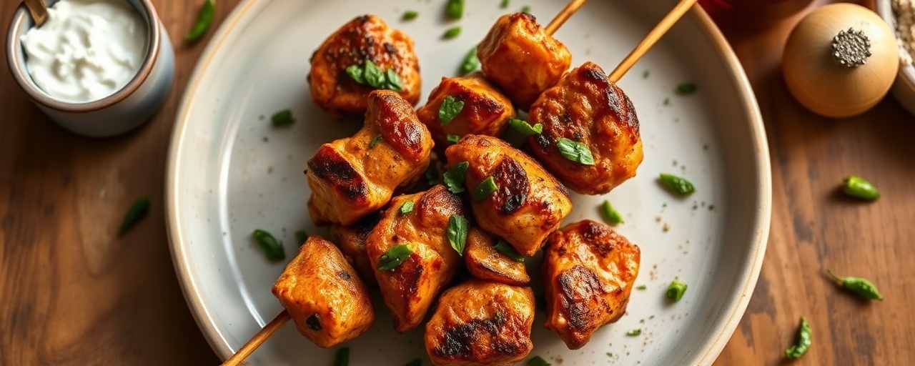 Saffron Hariyali Chicken Tikka Skewers