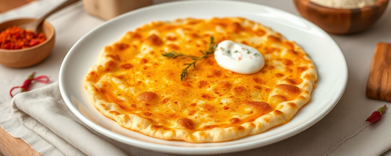 Saffron-Infused Matsonis Purmarili (Fermented Matsoni Flatbread with Saffron Filling)