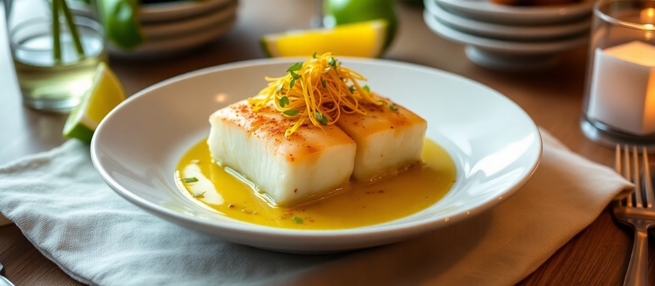 Saffron-Kissed Sous Vide Mahi-Mahi with Spicy Mango Reduction