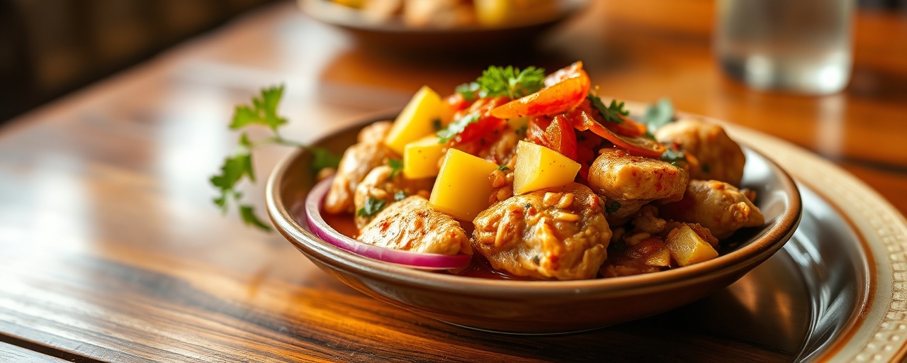 Salteado Picante de Seitán y Pollo Andino con Papas Crujientes