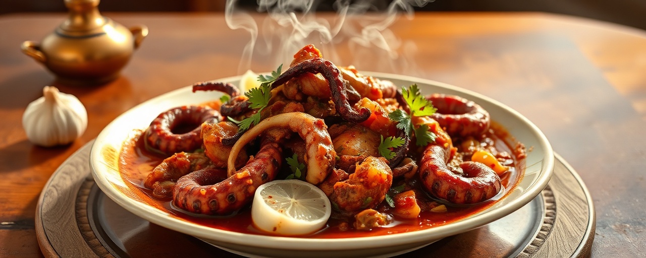 Samak Mustaka bil Harra (Clay Pot Spicy Octopus Stew)