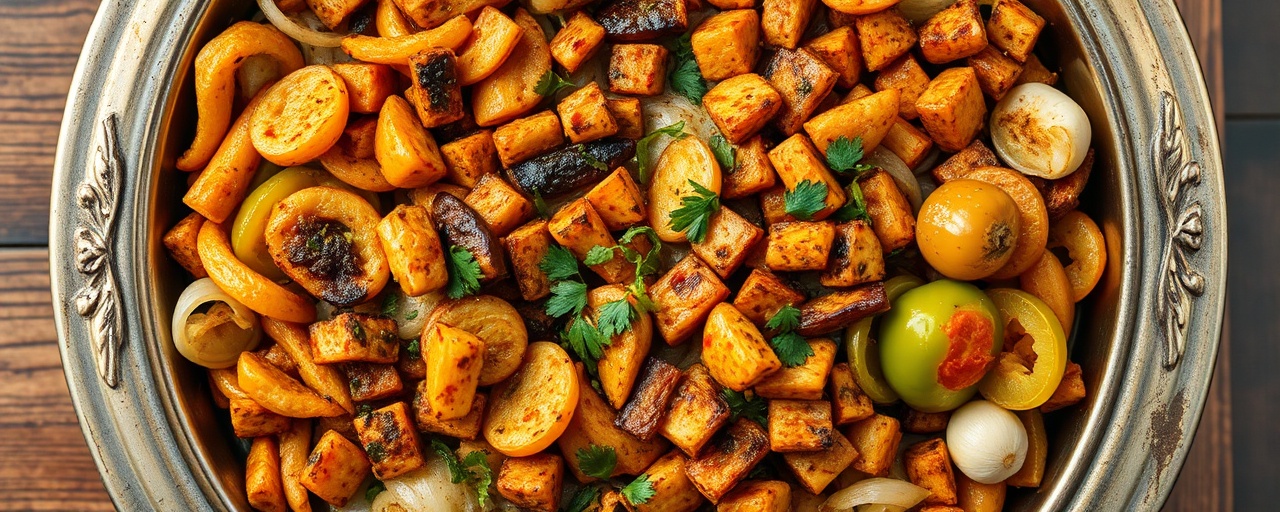 Saniya Gannat (Egyptian Roasted Spiced Jackfruit Tray Bake)