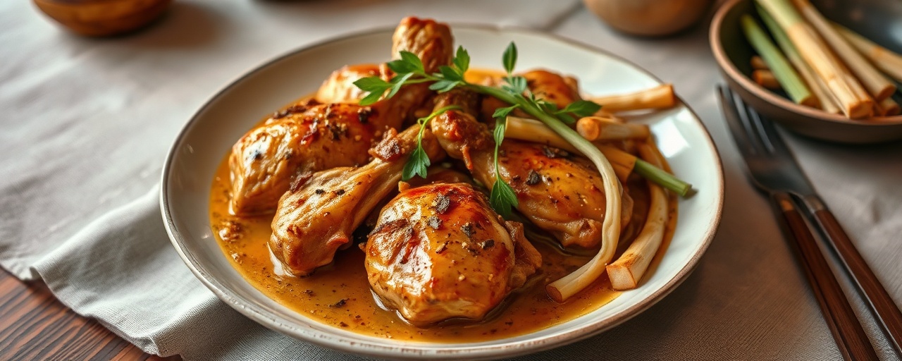 Satch Mouan Ang Pdao Amok (Fire-Roasted Cardamom Coconut Chicken)