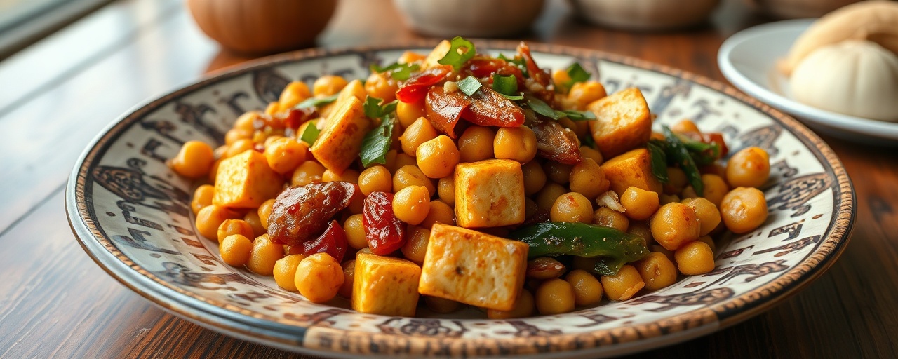 Sichuan Fermented Bean Paste Chickpea and Tofu Stir-fry