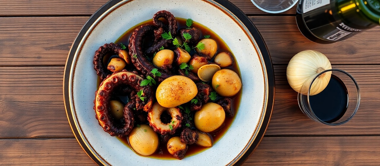 Slow-Braised Aegean Octopus with Santorini Fava