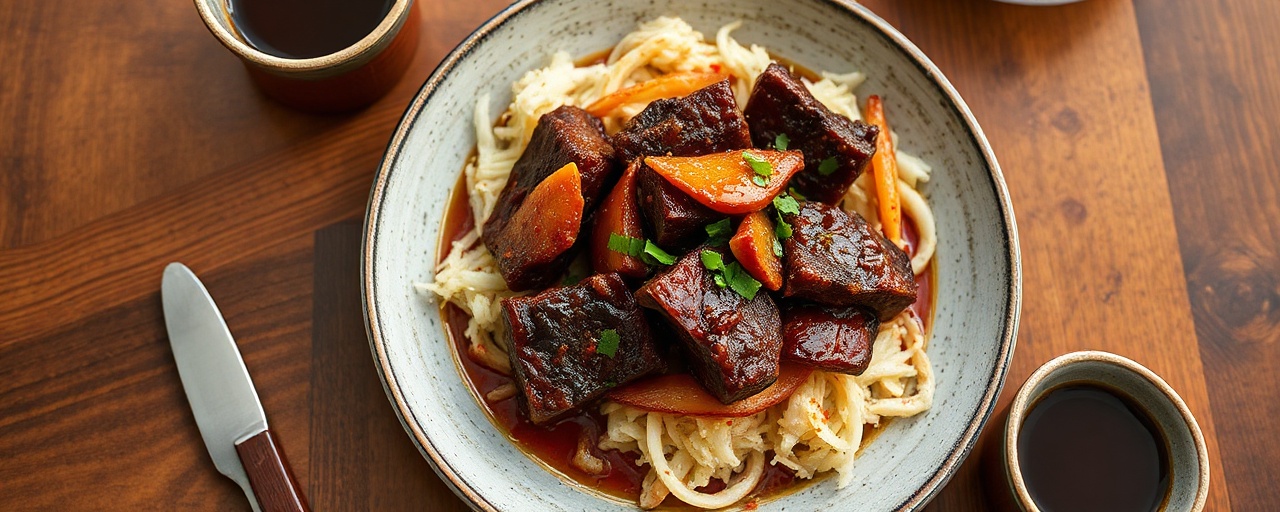 Slow-Braised Gochujang Pear Short Ribs with Daikon