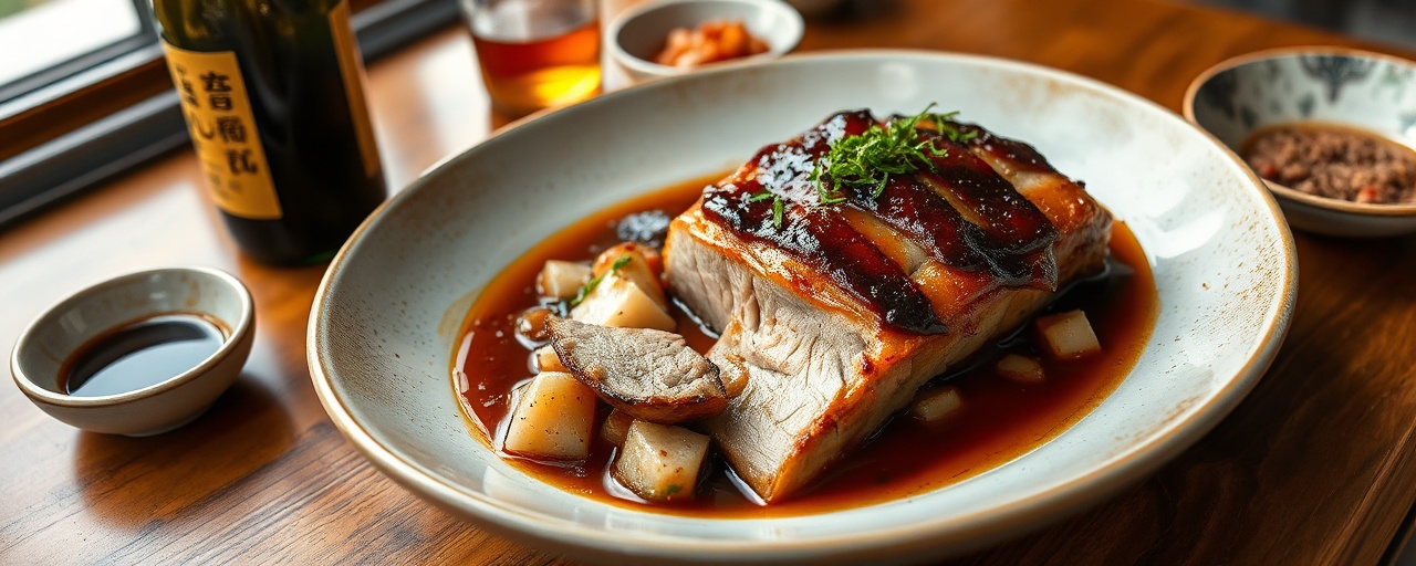 Slow-Braised Pork Belly with Aromatic Star Anise and Miso Glaze