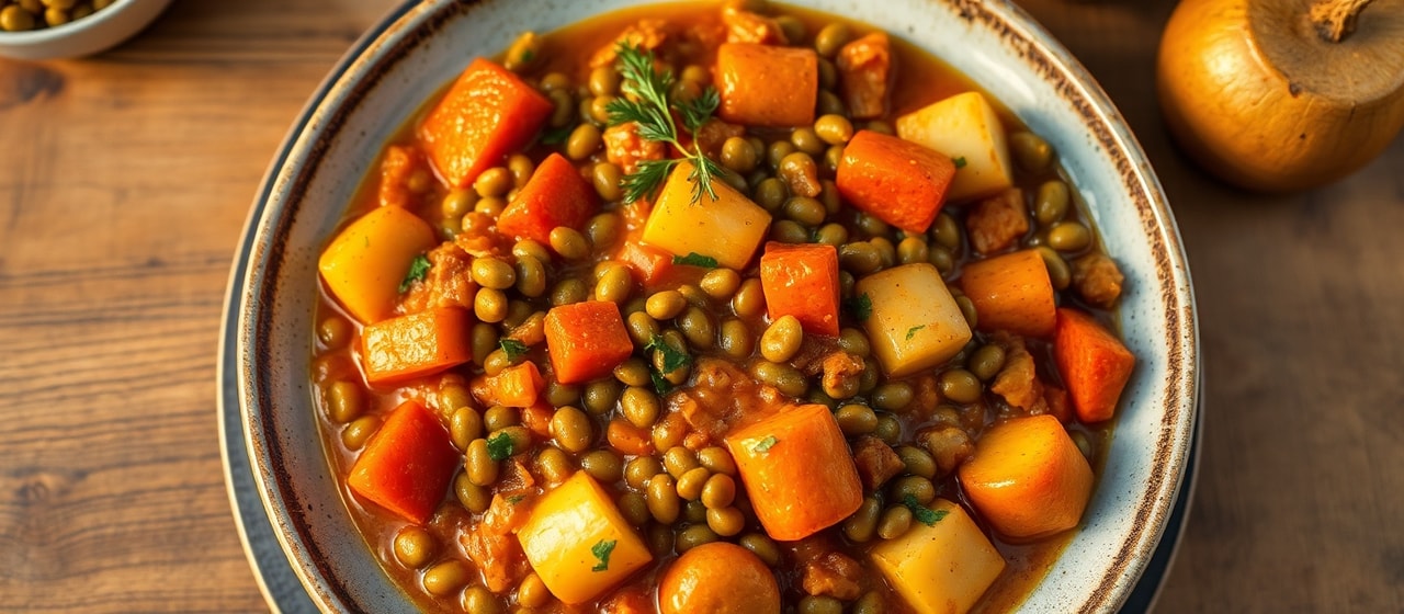 Slow-Cooked Hungarian Lentil and Root Vegetable Paprikash