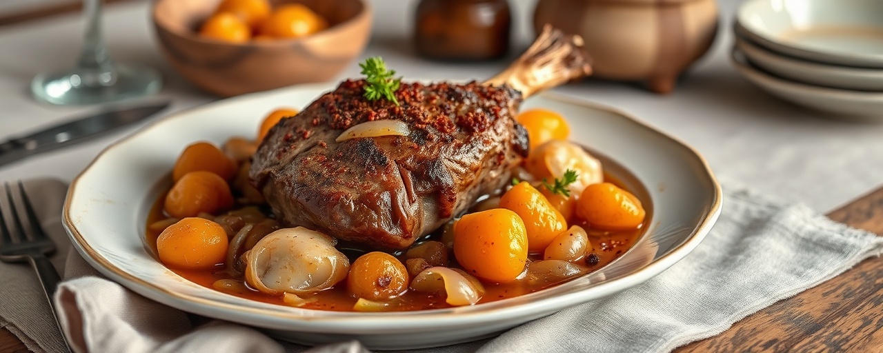 Slow-Cooked Karoo Lamb Shoulder with Sumac and Apricots