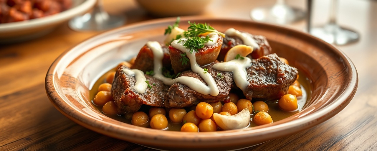 Slow-Cooked Lebanese Lamb and Chickpea Tagine with Tahini Drizzle