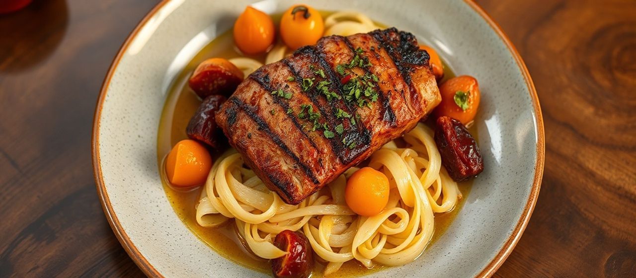 Slow-Cooked Moroccan Pork Belly with Apricots and Dates
