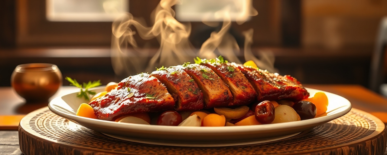 Slow-Cooked Moroccan Pork Belly with Apricots and Dates