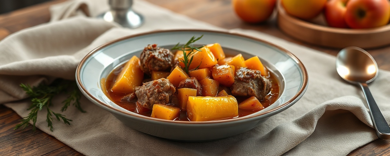 Slow-Cooked Pork and Butternut Squash Stew with Apple (Duszone Wieprzowina z Dynia i Jabłkiem)