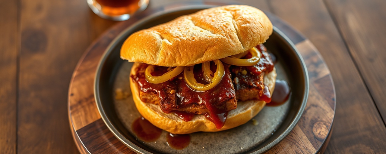Slow-Cooked Smoky Tempeh BBQ Sandwich