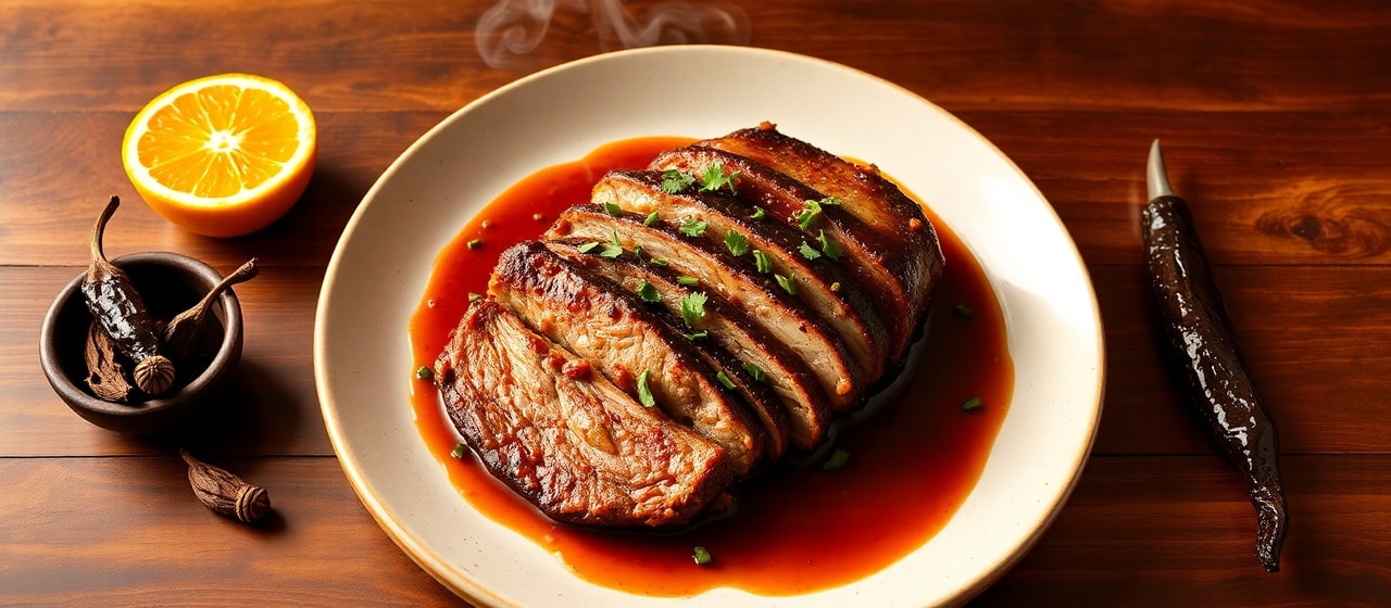 Smoked Ancho Pork with Star Anise-Orange Glaze