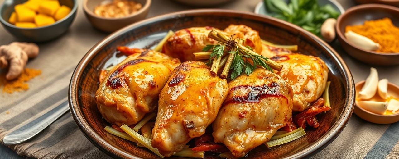 Smoked Burmese Lemongrass Chicken with Turmeric