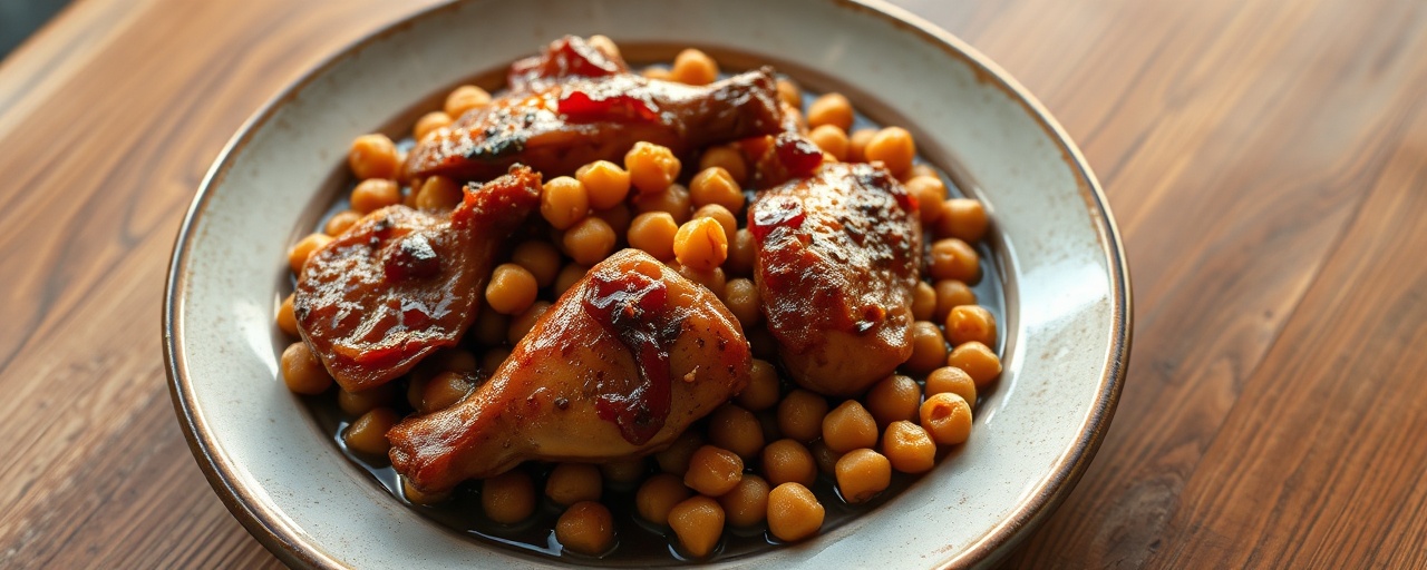 Smoked Chicken Adobo with Chickpeas
