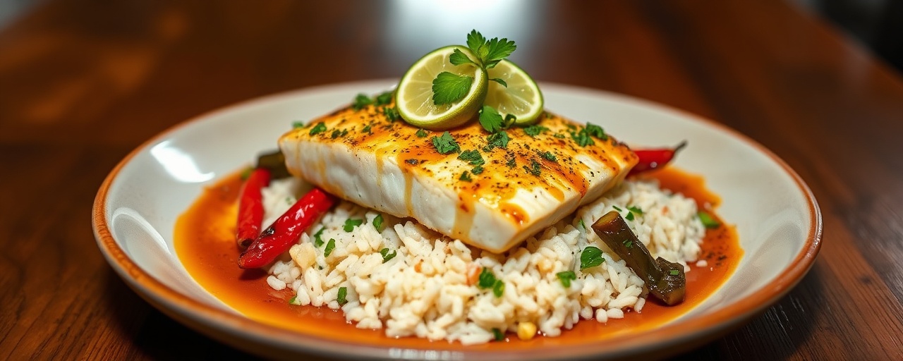 Smoked Chipotle Mahi-Mahi with Mango-Lime Glaze and Coconut-Lime Rice
