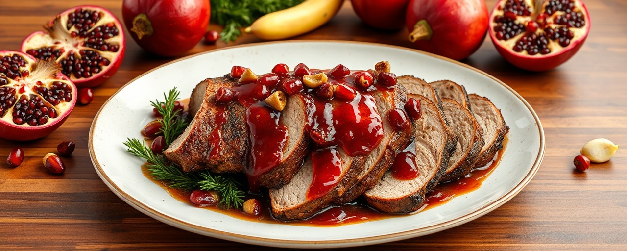 Smoked Colombian Pork Loin with Pomegranate-Aji Glaze