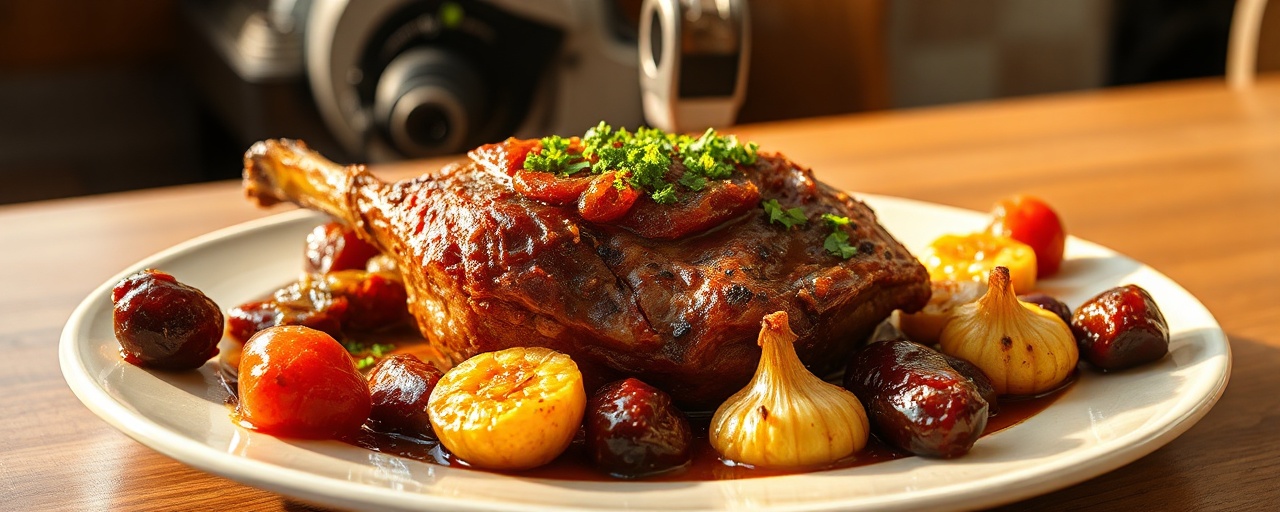 Smoked Lamb Shoulder with Tamarind and Date Glaze