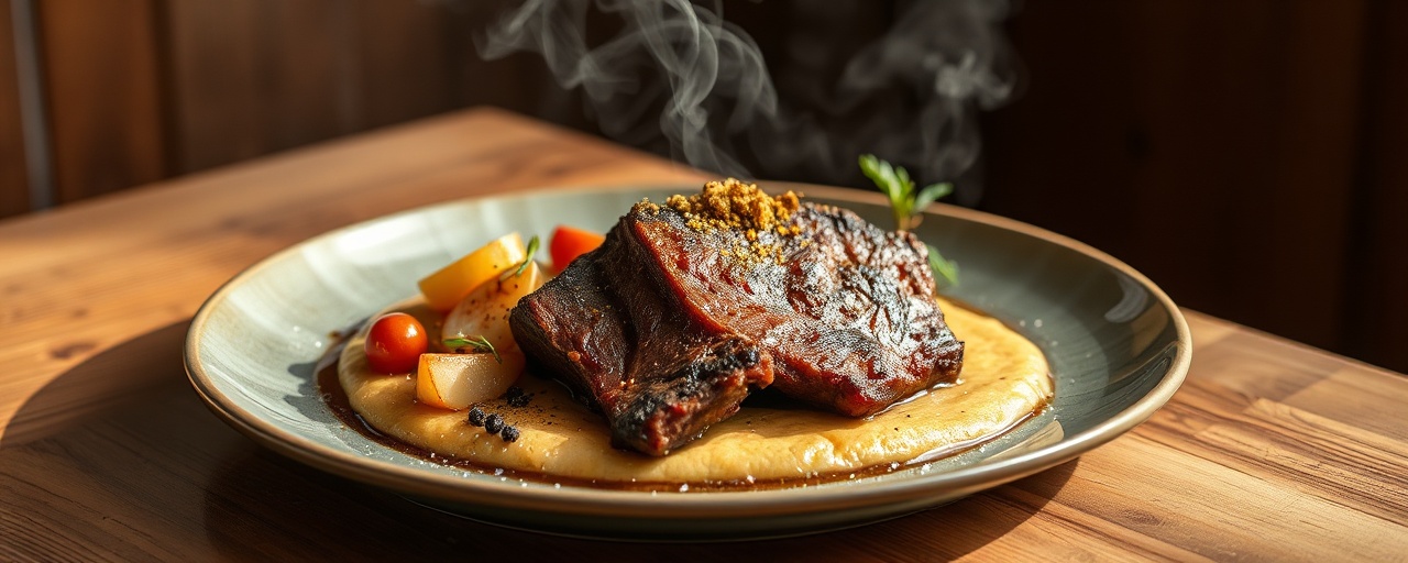Smoked Nordic Short Ribs with Root Vegetable & Apple Puree