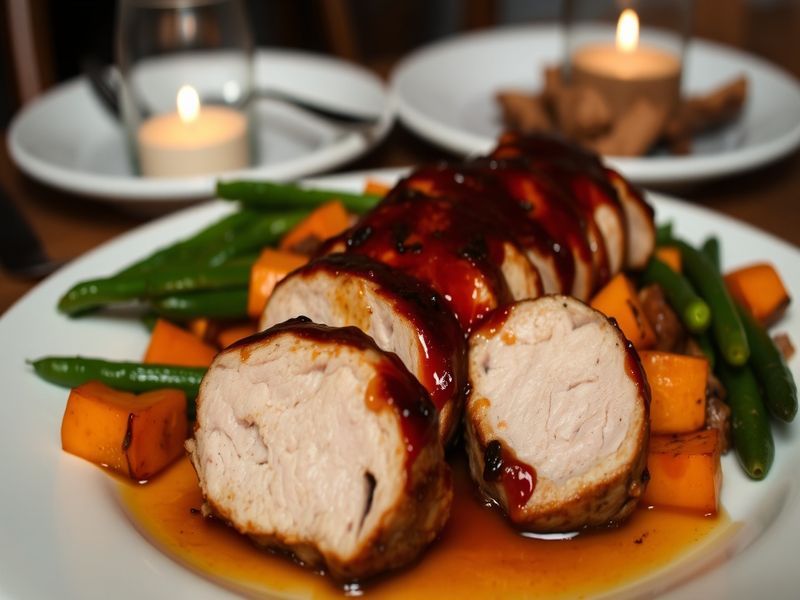 Smoked Paprika and Honey Glazed Pork Tenderloin with Roasted Sweet Potatoes and Green Beans