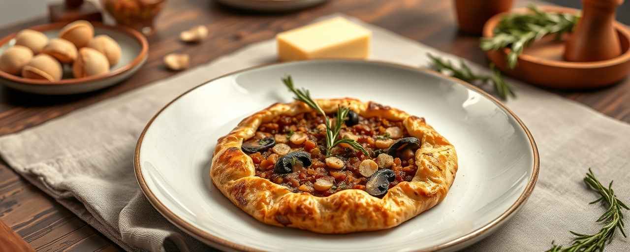 Smoked Paprika Lentil & Mushroom Galette with Rosemary-Garlic Crust